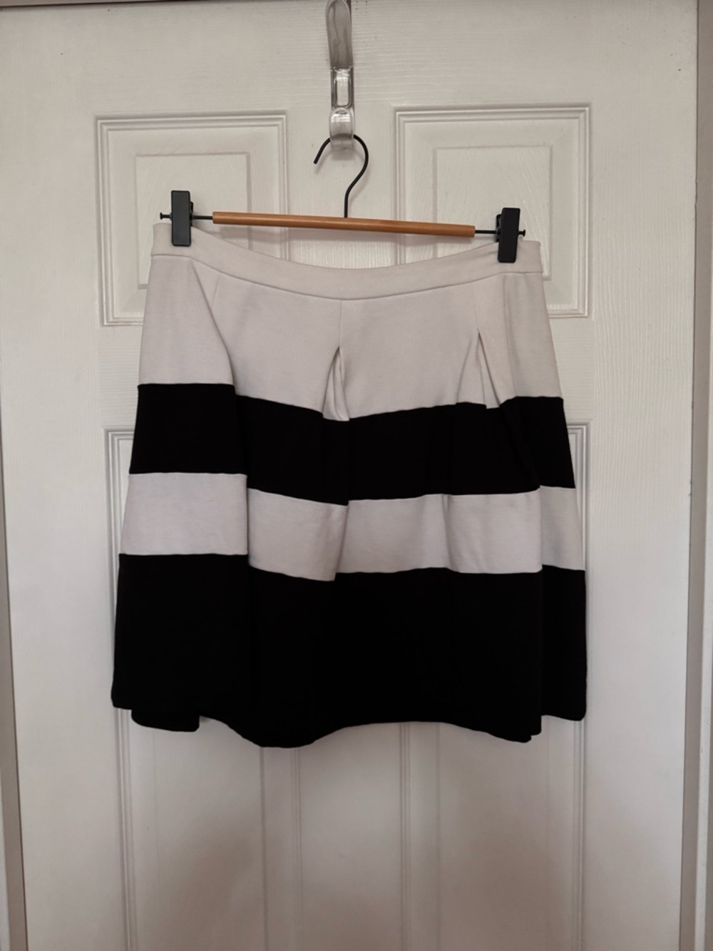 Black-White Striped Pleated Mini Skirt